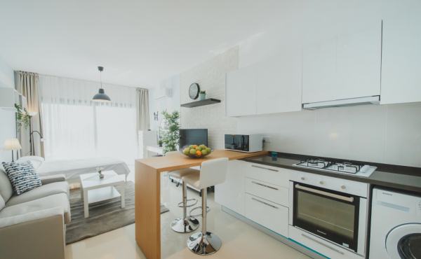 Living area with kitchen inside the Apartment